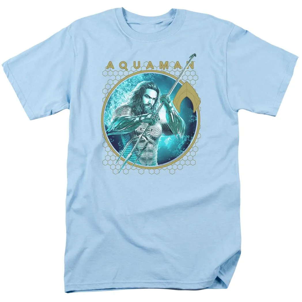 Aquaman Movie Trident Of Neptune Mens T Shirt Light Blue