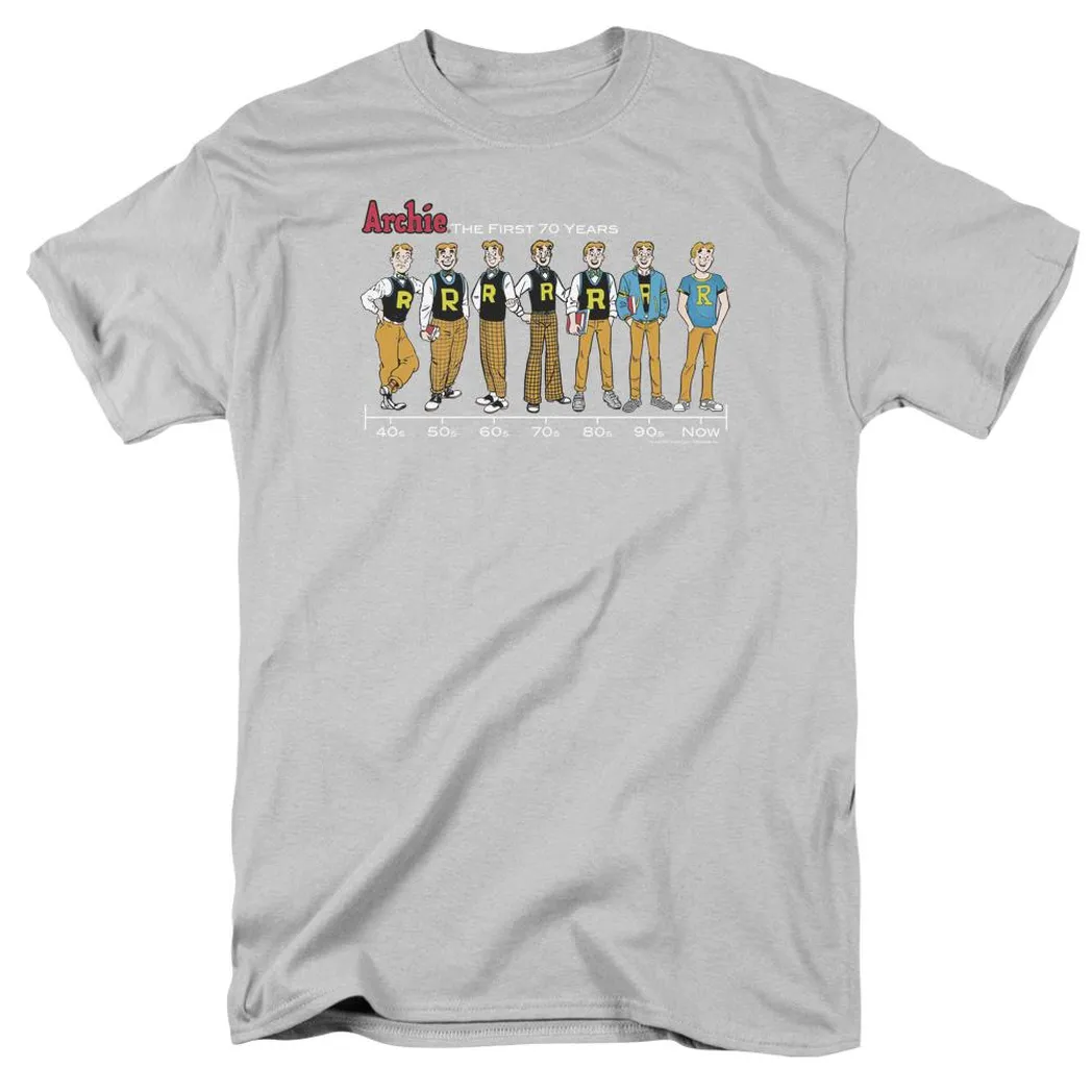 Archie Comics Archie Timeline Mens T Shirt Silver