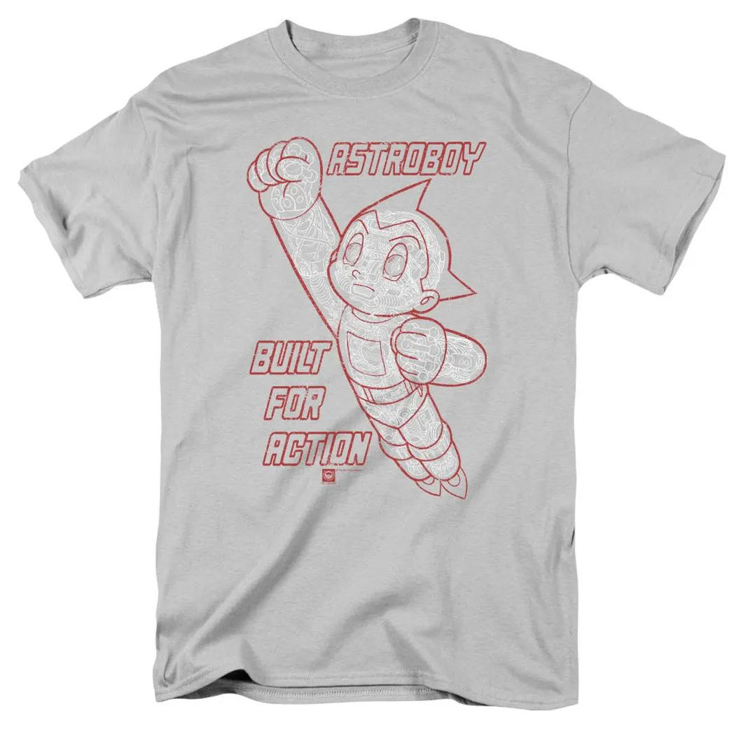 Astro Boy Built For Action Mens T Shirt Silver