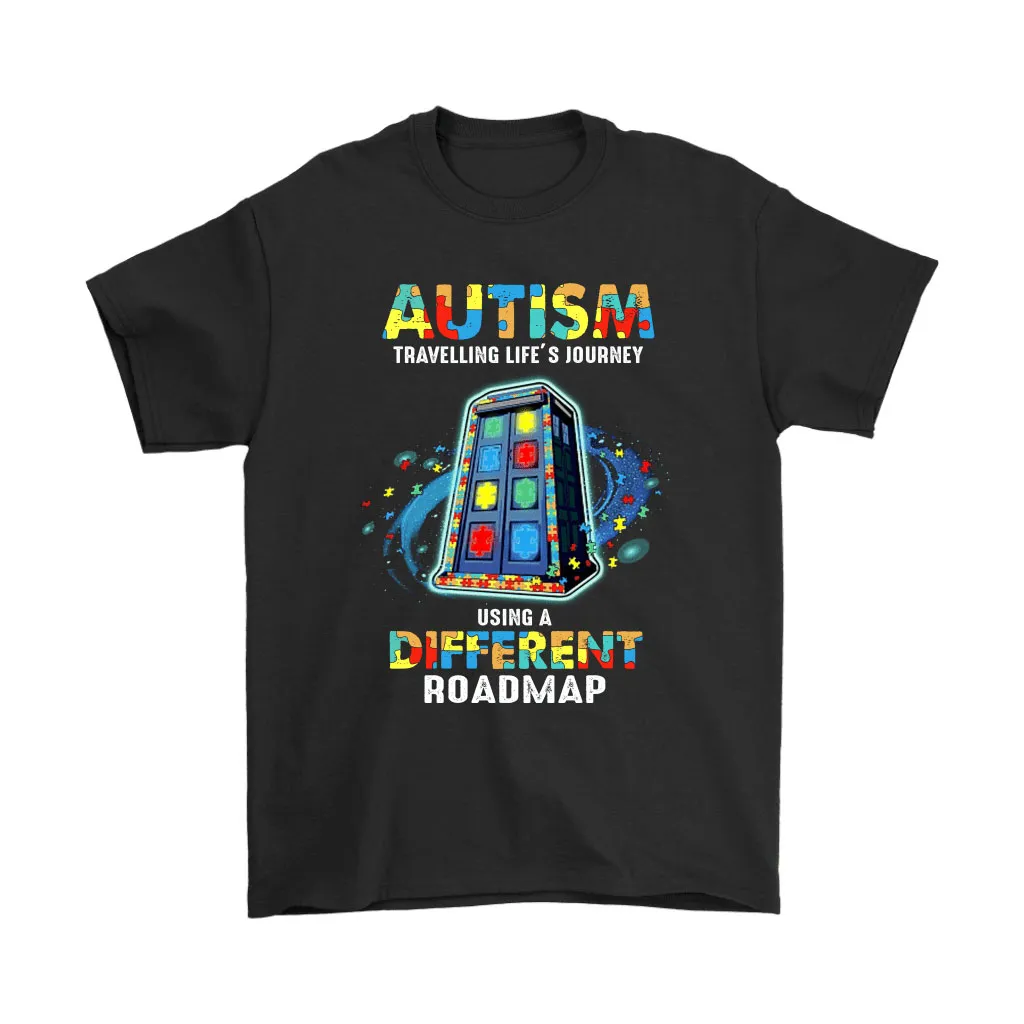 Autism Travelling Lifes Journey Using Different Roadmap Tardis Unisex T-Shirt, Hoodie, Sweatshirt