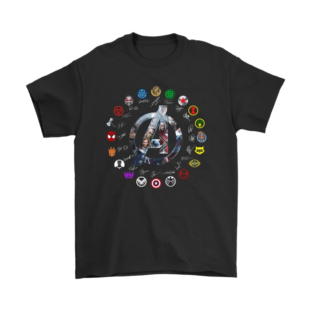 Avengers Endgame Characters Symbol And Signature Unisex T-Shirt, Hoodie, Sweatshirt