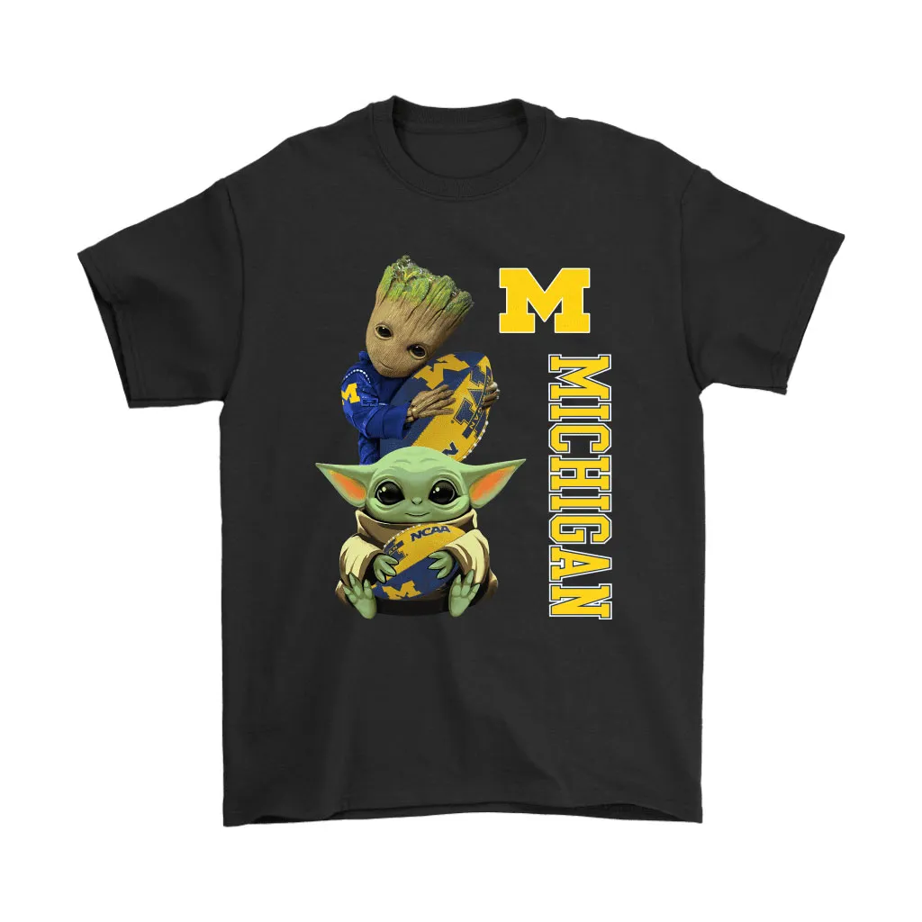 Baby Yoda And Groot Hug Michigan Wolverines Nacc Unisex T-Shirt, Hoodie, Sweatshirt