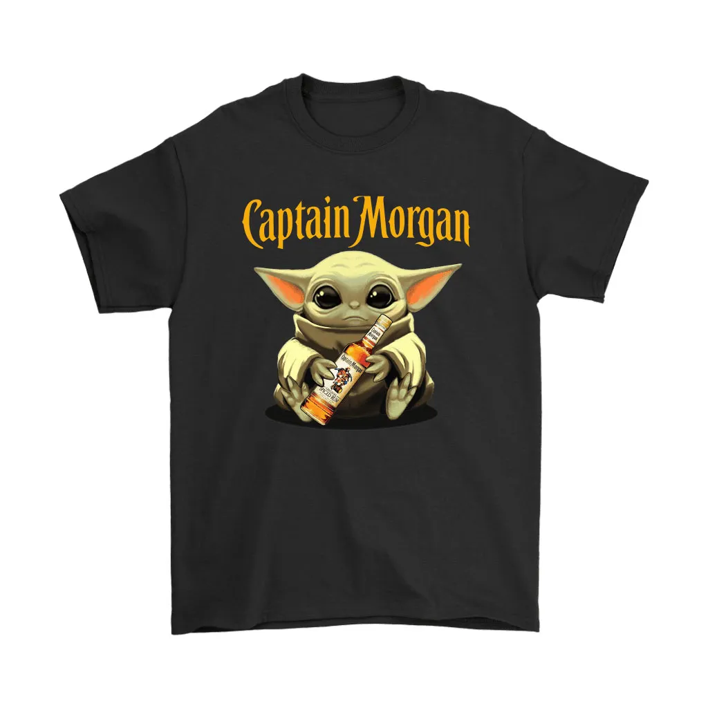 Baby Yoda Hugs Captain Morgan Bottle Star Wars Unisex T-Shirt, Hoodie, Sweatshirt