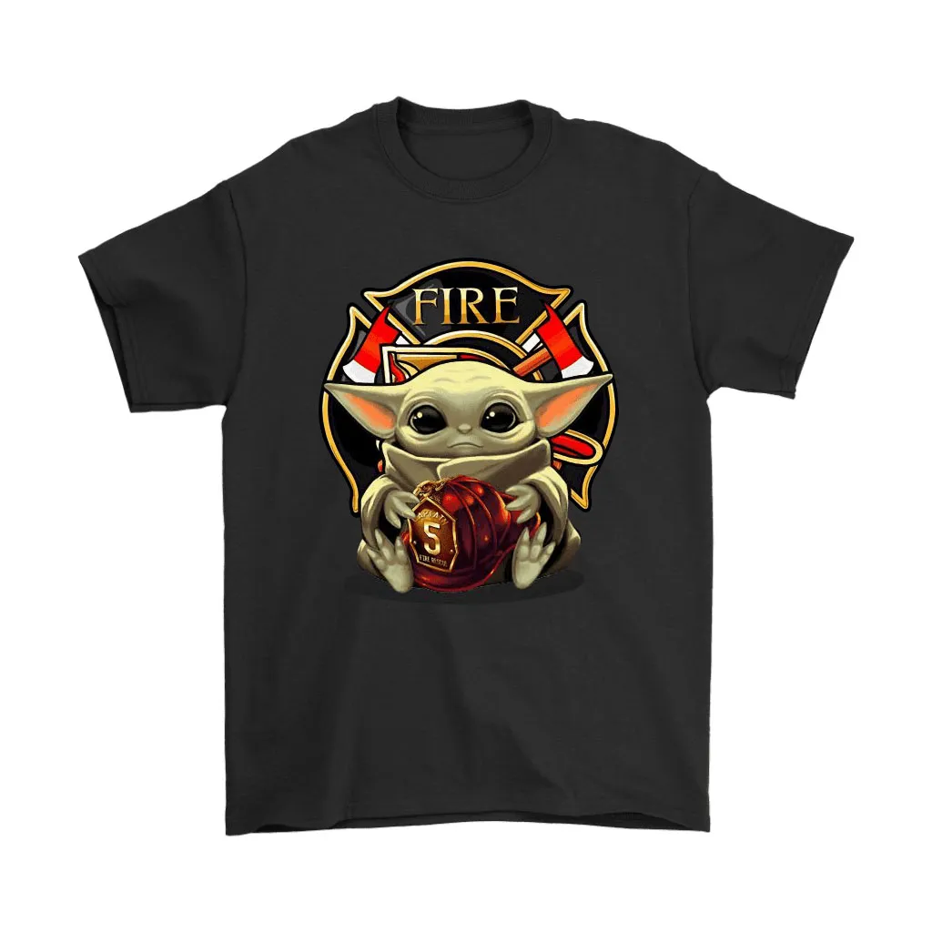 Baby Yoda Hugs Fire Rescue Helmet Star Wars Fightfighter Unisex T-Shirt, Hoodie, Sweatshirt