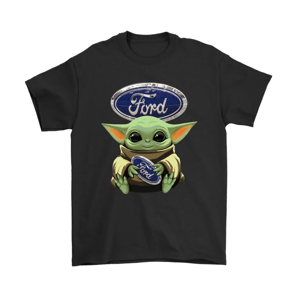 Baby Yoda Hugs Ford Car Logo Star Wars Unisex T-Shirt, Hoodie, Sweatshirt