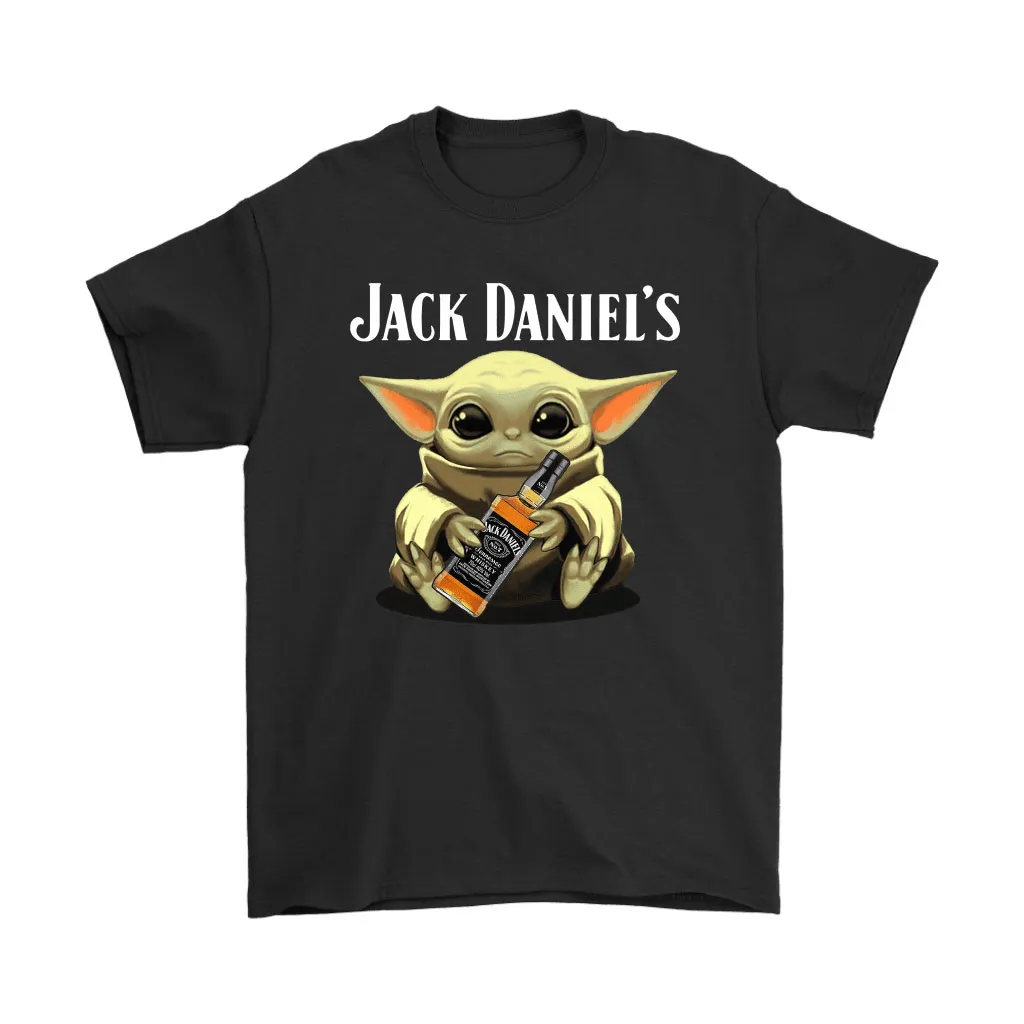 Baby Yoda Hugs Jack Daniels Bottle Star Wars Unisex T-Shirt, Hoodie, Sweatshirt