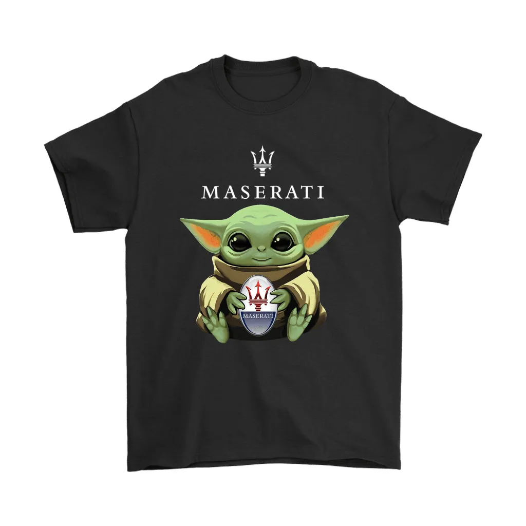 Baby Yoda Hugs Maserati Car Logo Star Wars Unisex T-Shirt, Hoodie, Sweatshirt