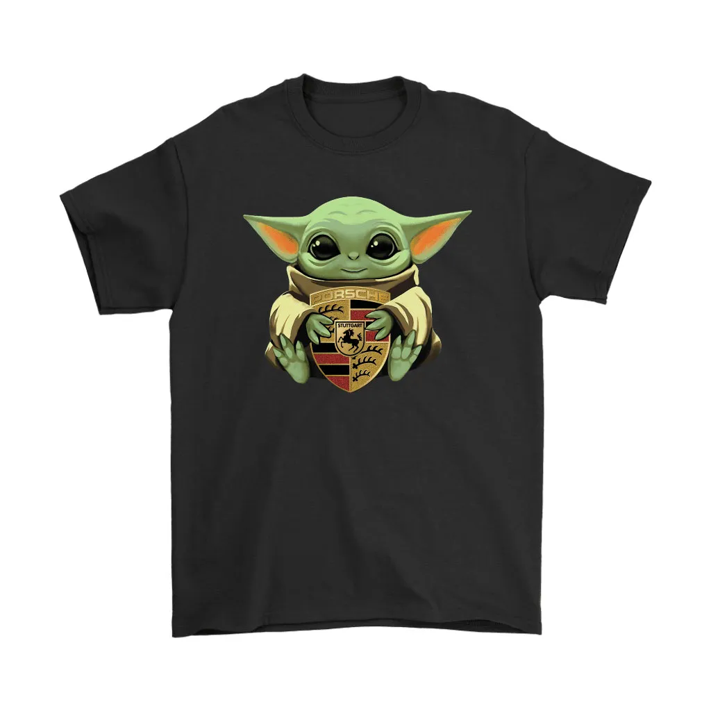 Baby Yoda Hugs Porsche Car Logo Star Wars Unisex T-Shirt, Hoodie, Sweatshirt