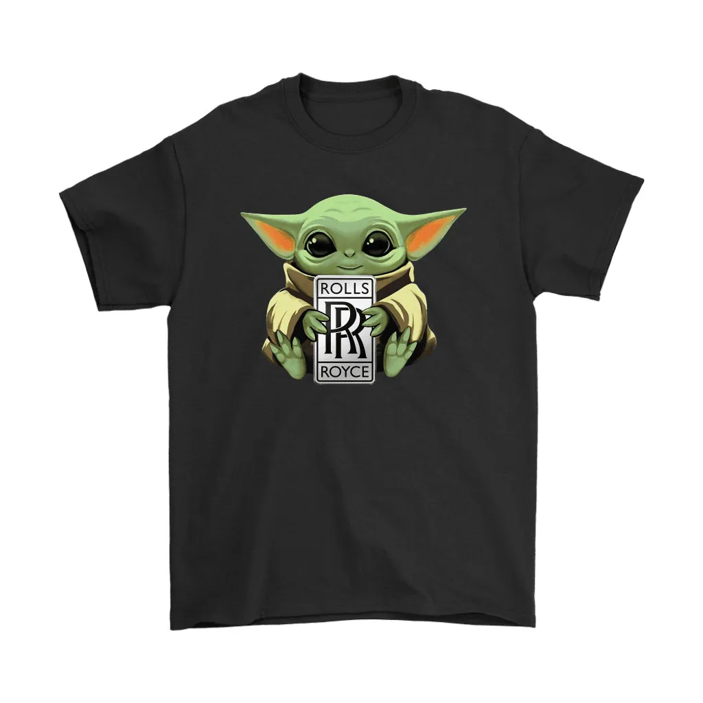 Baby Yoda Hugs Roll Royce Car Logo Star Wars Unisex T-Shirt, Hoodie, Sweatshirt