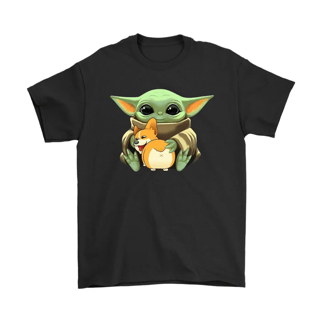 Baby Yoda Hugs The Corgi Dog Star Wars Unisex T-Shirt, Hoodie, Sweatshirt