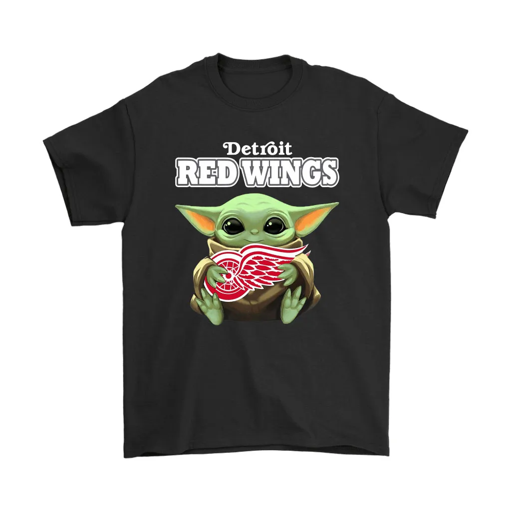 Baby Yoda Hugs The Detroit Red Wings Ice Hockey Unisex T-Shirt, Hoodie, Sweatshirt