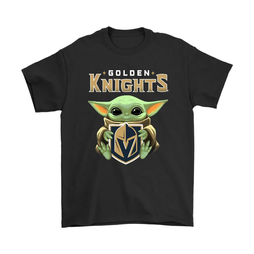 Baby Yoda Hugs The Golden Knights Ice Hockey Unisex T-Shirt, Hoodie, Sweatshirt