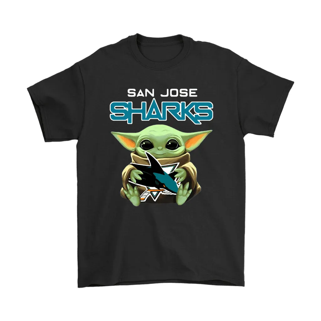 Baby Yoda Hugs The San Jose Sharks Ice Hockey Unisex T-Shirt, Hoodie, Sweatshirt