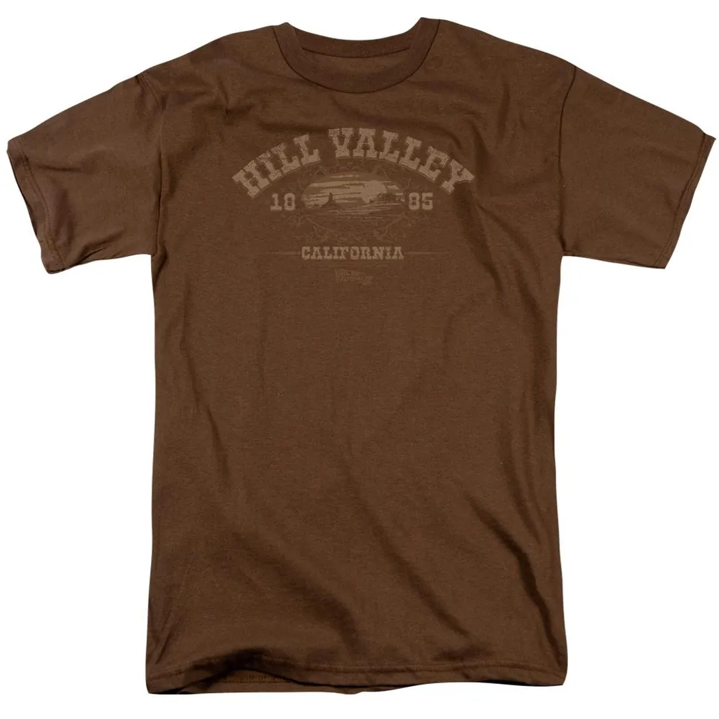 Back To The Future III Hill Valley 1885 Mens T Shirt Coffee