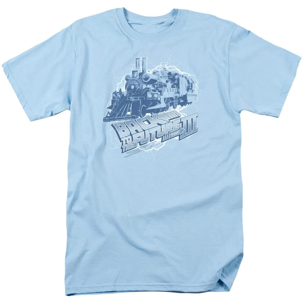 Back To The Future III Time Train Mens T Shirt Light Blue