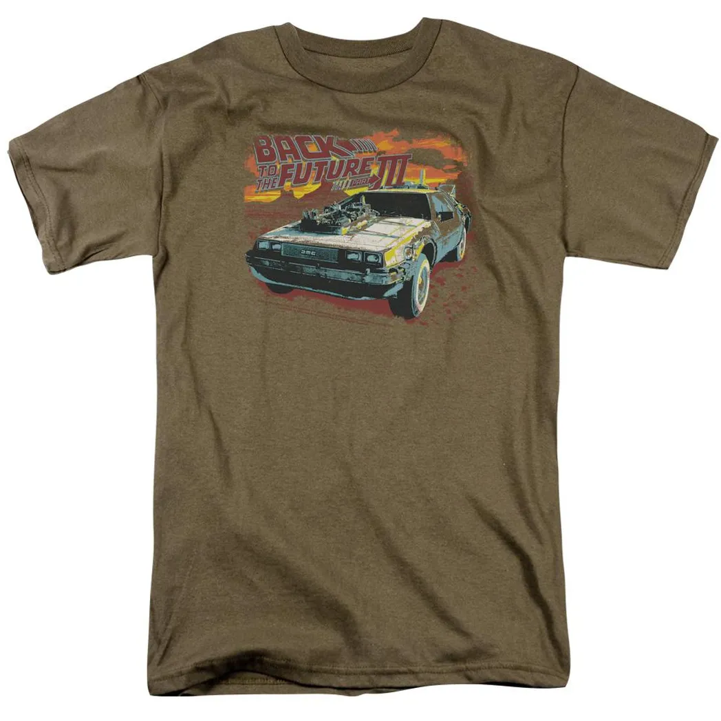 Back To The Future III Wild West Mens T Shirt Safari Green