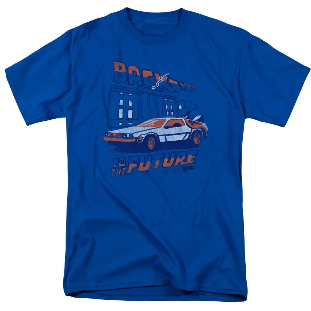 Back To The Future Lightning Strikes Mens T Shirt Royal Blue