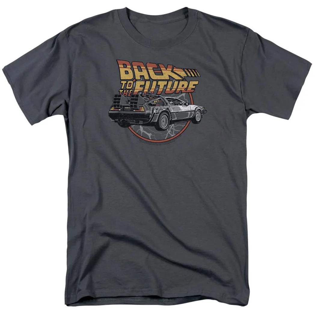 Back To The Future Time Machine Mens T Shirt Charcoal