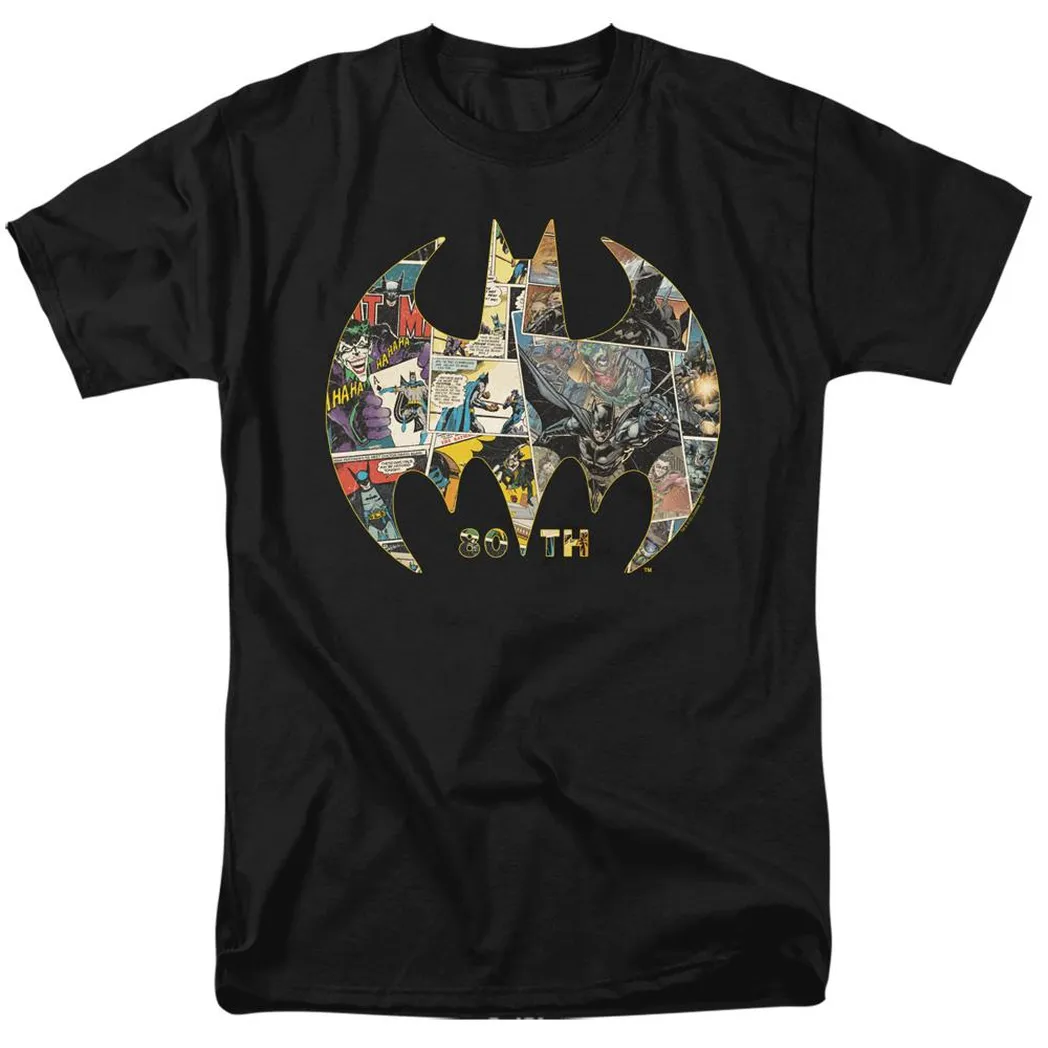 Batman 80th Shield Mens T Shirt Black