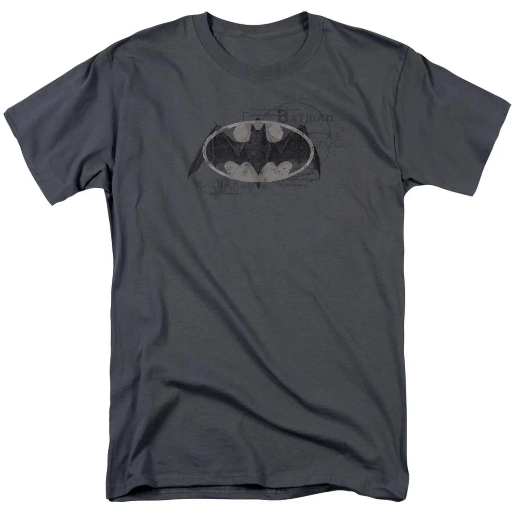 Batman Arcane Bat Logo Mens T Shirt Charcoal