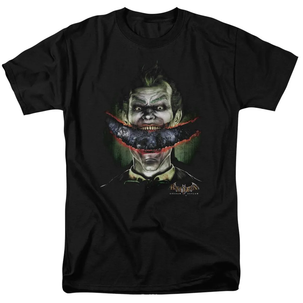 Batman Arkham Asylum Crazy Lips Mens T Shirt Black