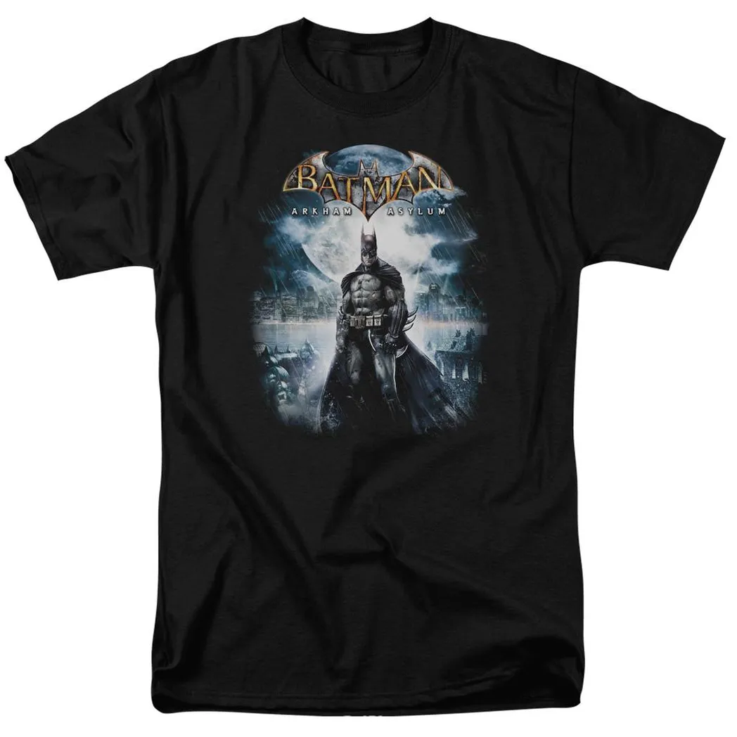 Batman Arkham Asylum Game Cover Mens T Shirt Black