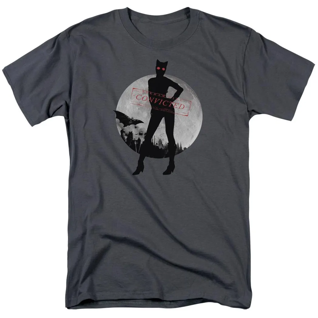 Batman Arkham City Catwoman Convicted Mens T Shirt Charcoal