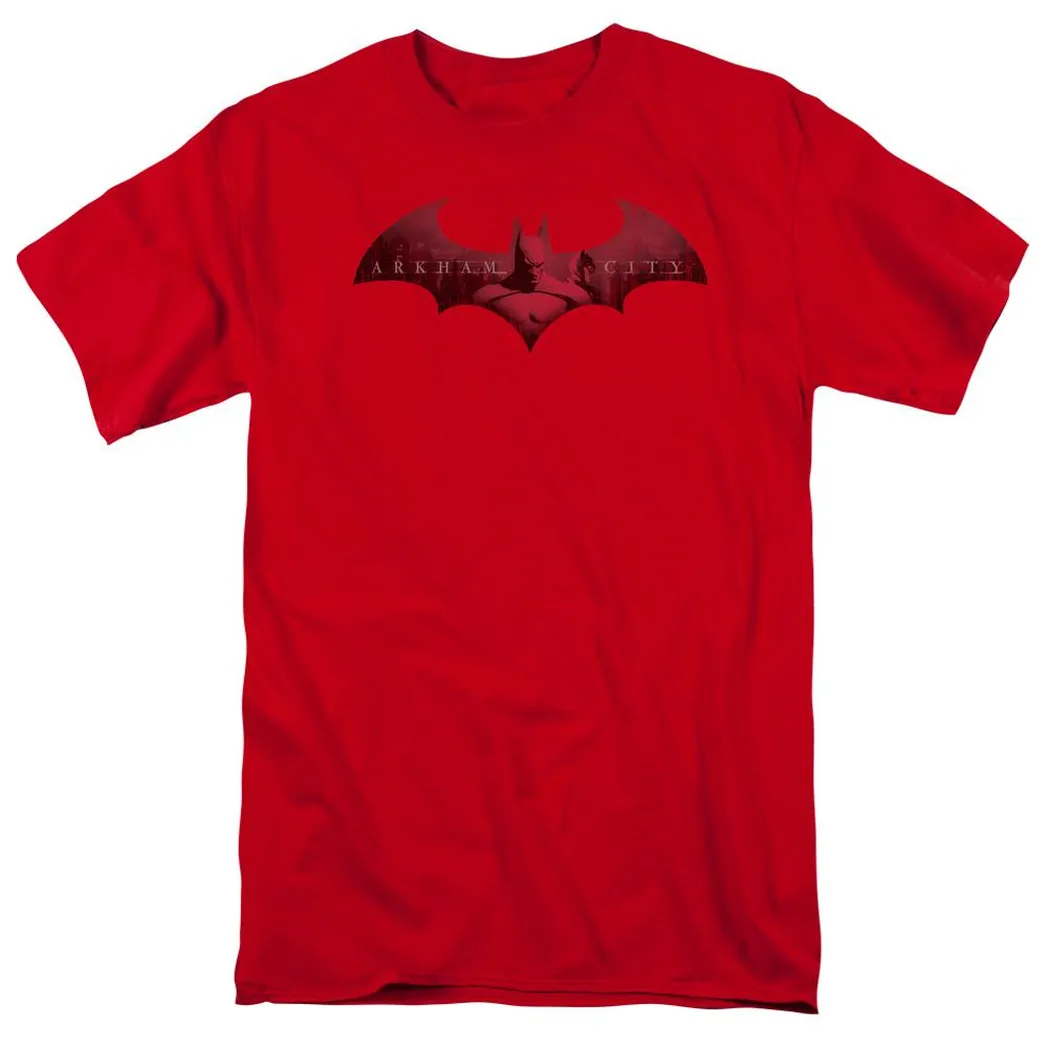 Batman Arkham City In The City Mens T Shirt Red