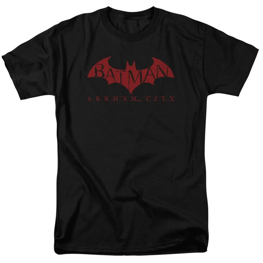 Batman Arkham City Red Bat Mens T Shirt Black