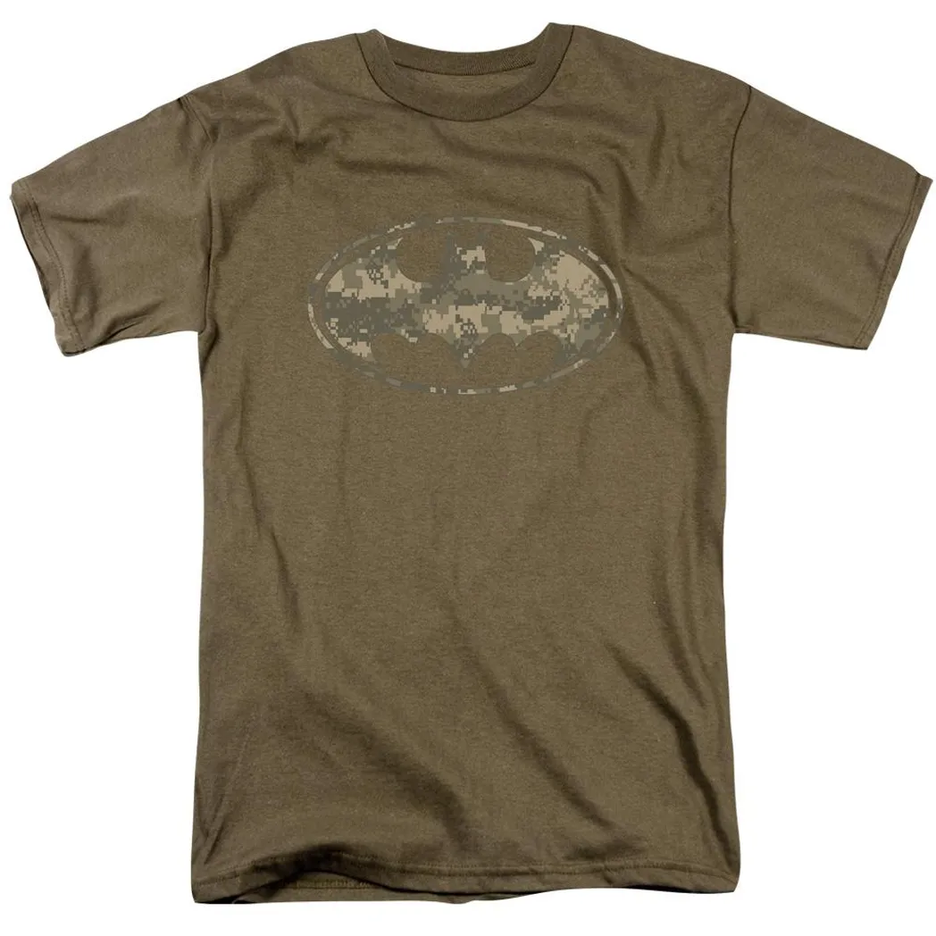 Batman Army Camo Shield Mens T Shirt Safari Green