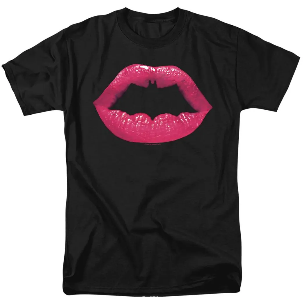 Batman Bat Kiss Mens T Shirt Black