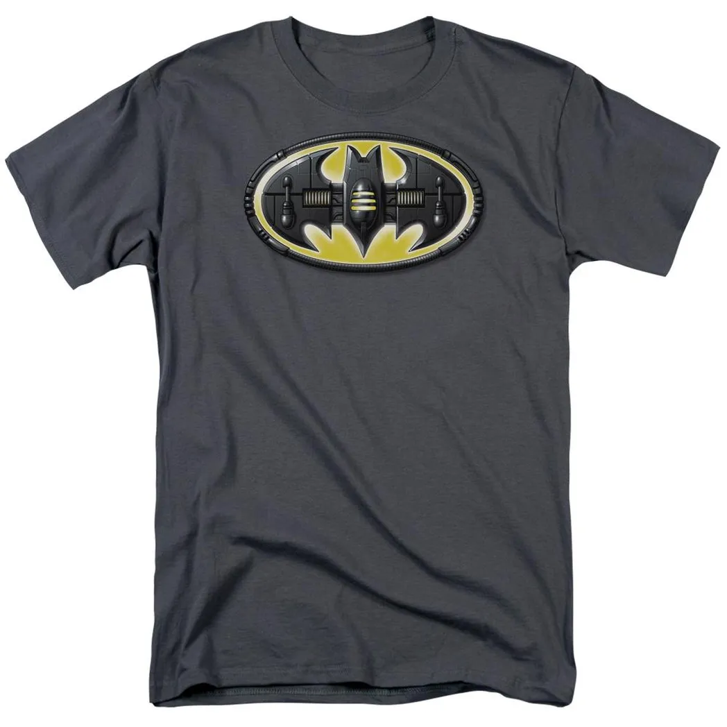 Batman Bat Mech Logo Mens T Shirt Charcoal