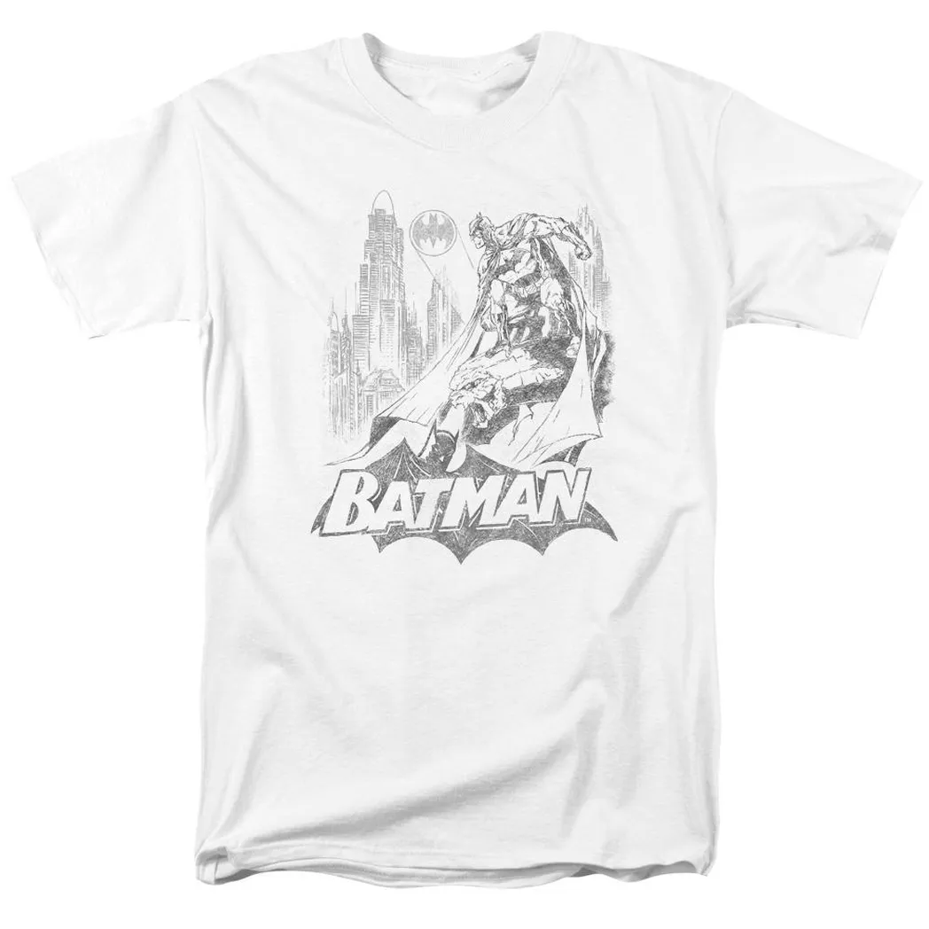 Batman Bat Sketch Mens T Shirt White