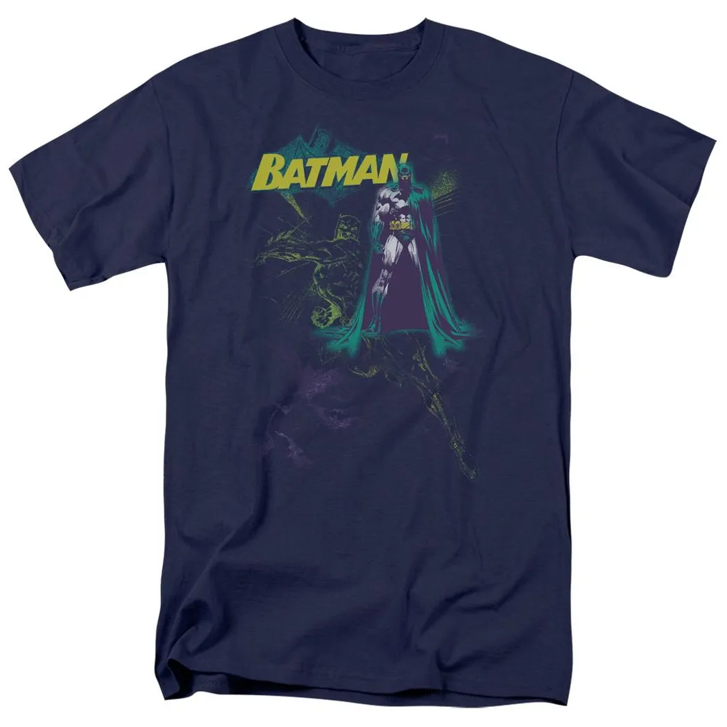 Batman Bat Spray Mens T Shirt Navy Blue