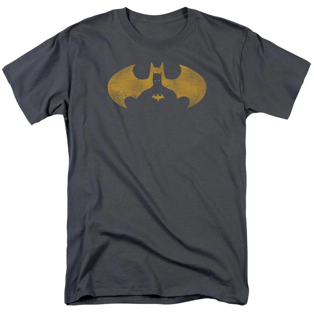 Batman Bat Symbol Knockout Mens T Shirt Charcoal