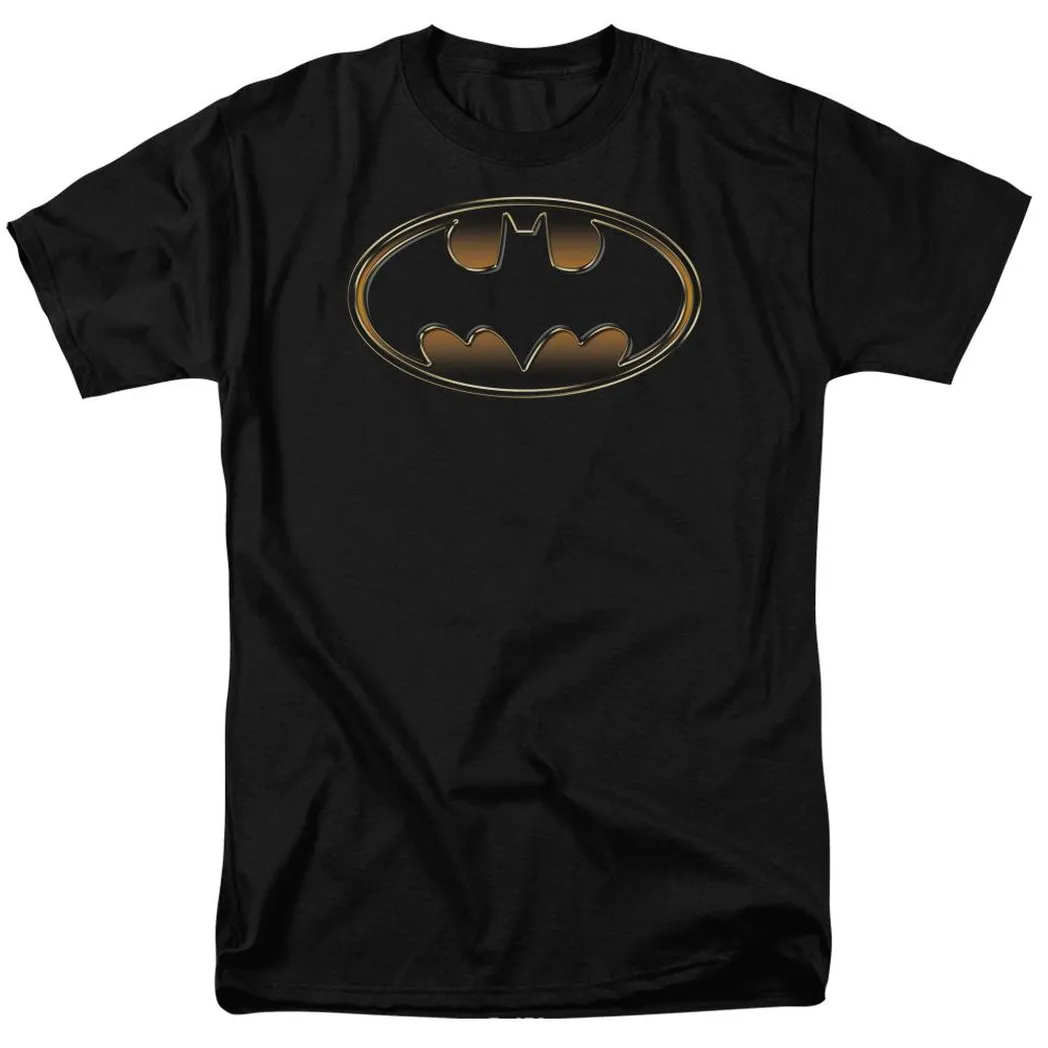 Batman Black & Gold Embossed Mens T Shirt Black