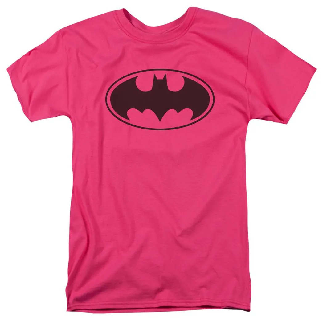 Batman Black Bat Mens T Shirt Hot Pink