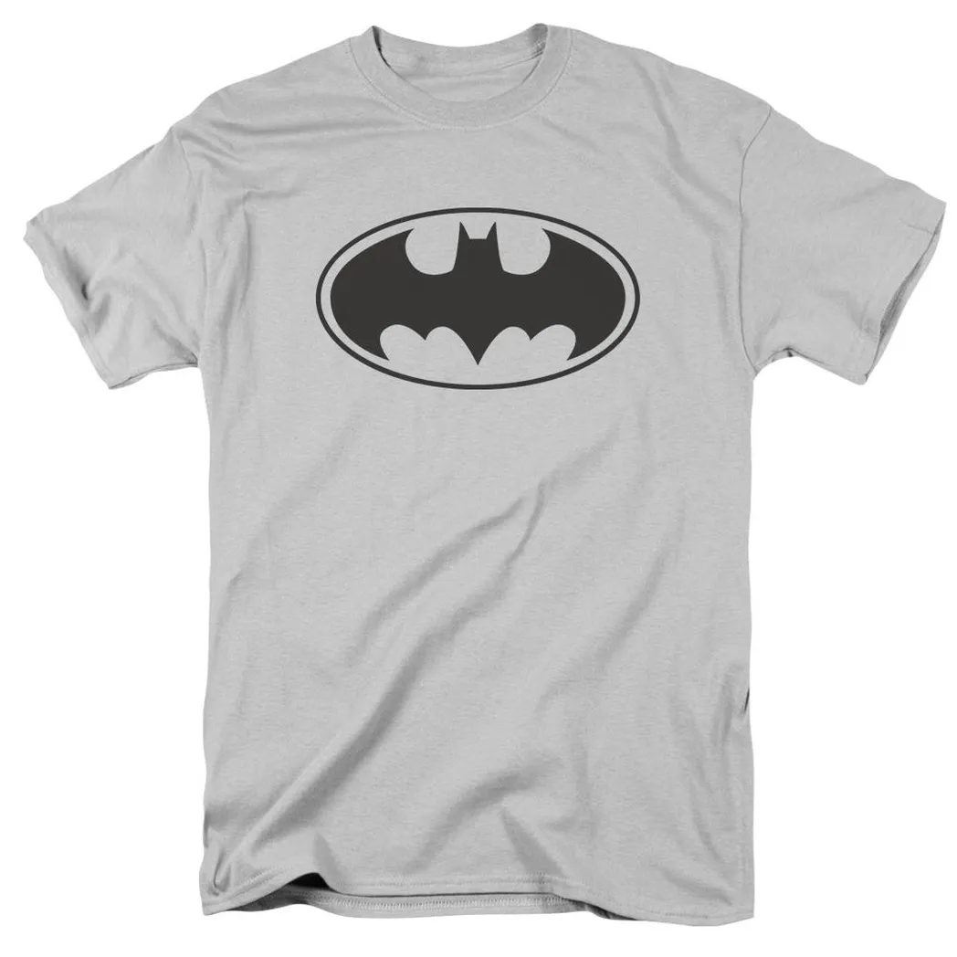 Batman Black Bat Mens T Shirt Silver