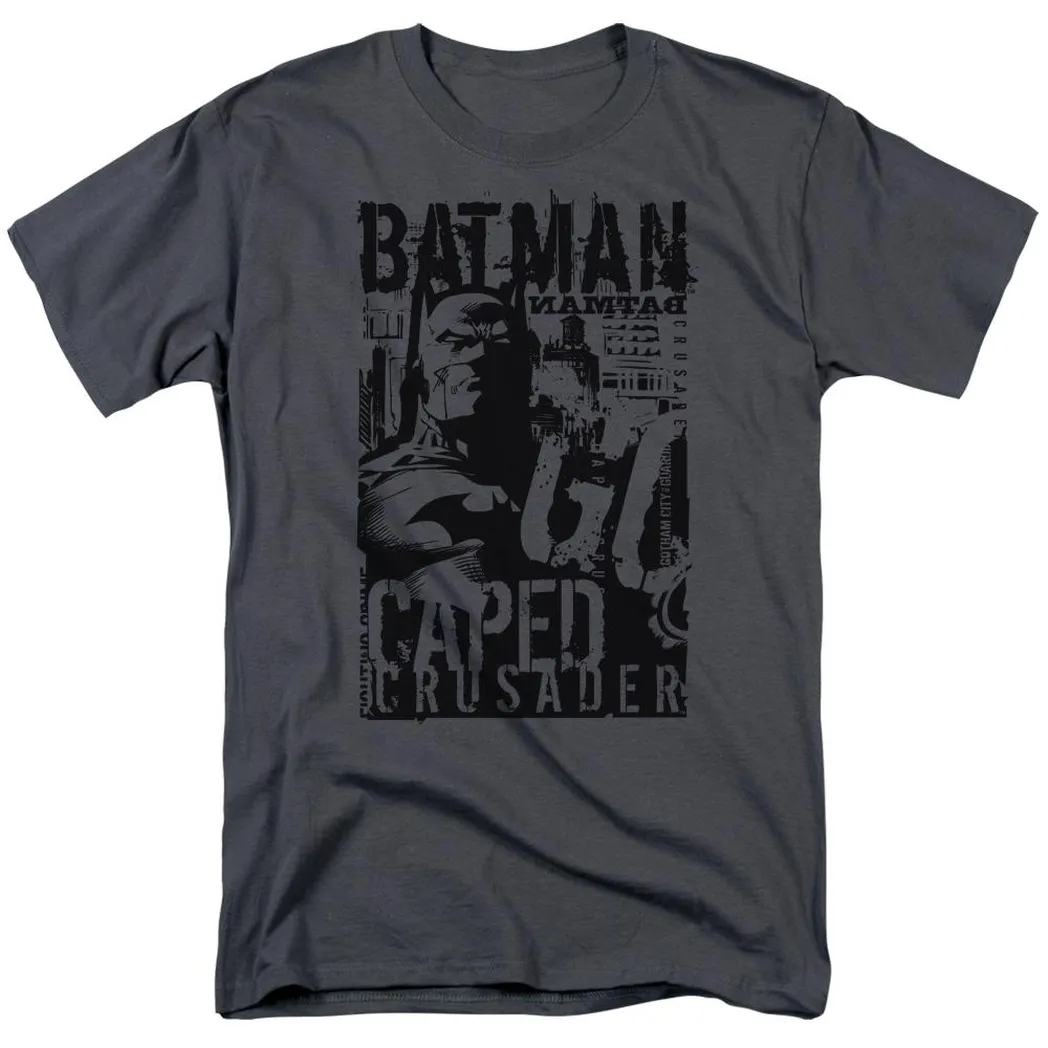 Batman Caped Crusader 2 Mens T Shirt Charcoal