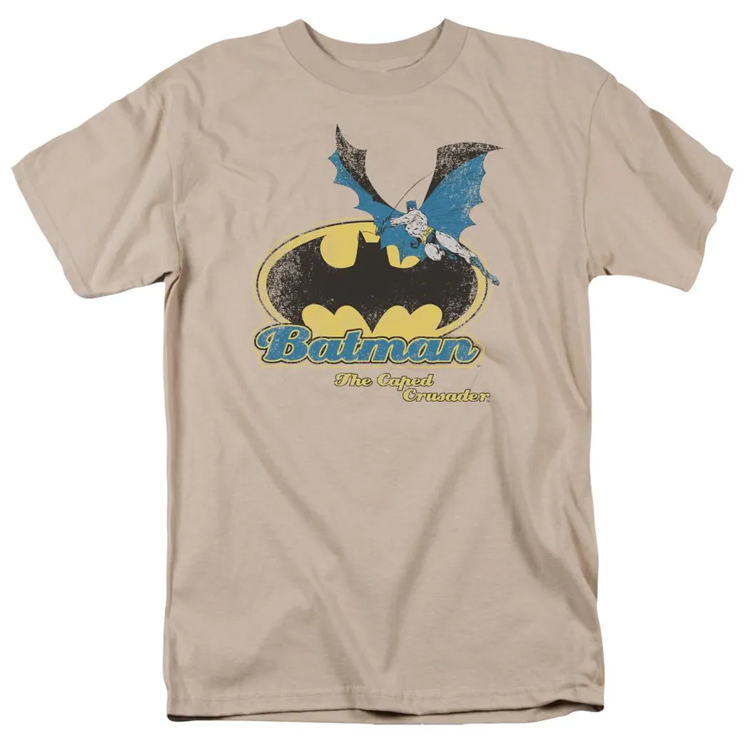 Batman Caped Crusader Retro Mens T Shirt Sand