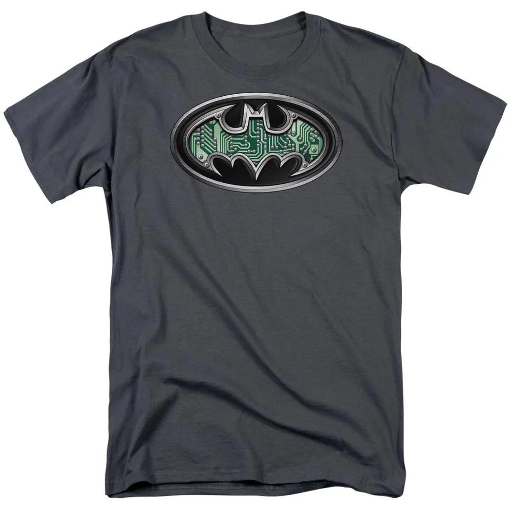 Batman Circuitry Shield Mens T Shirt Charcoal