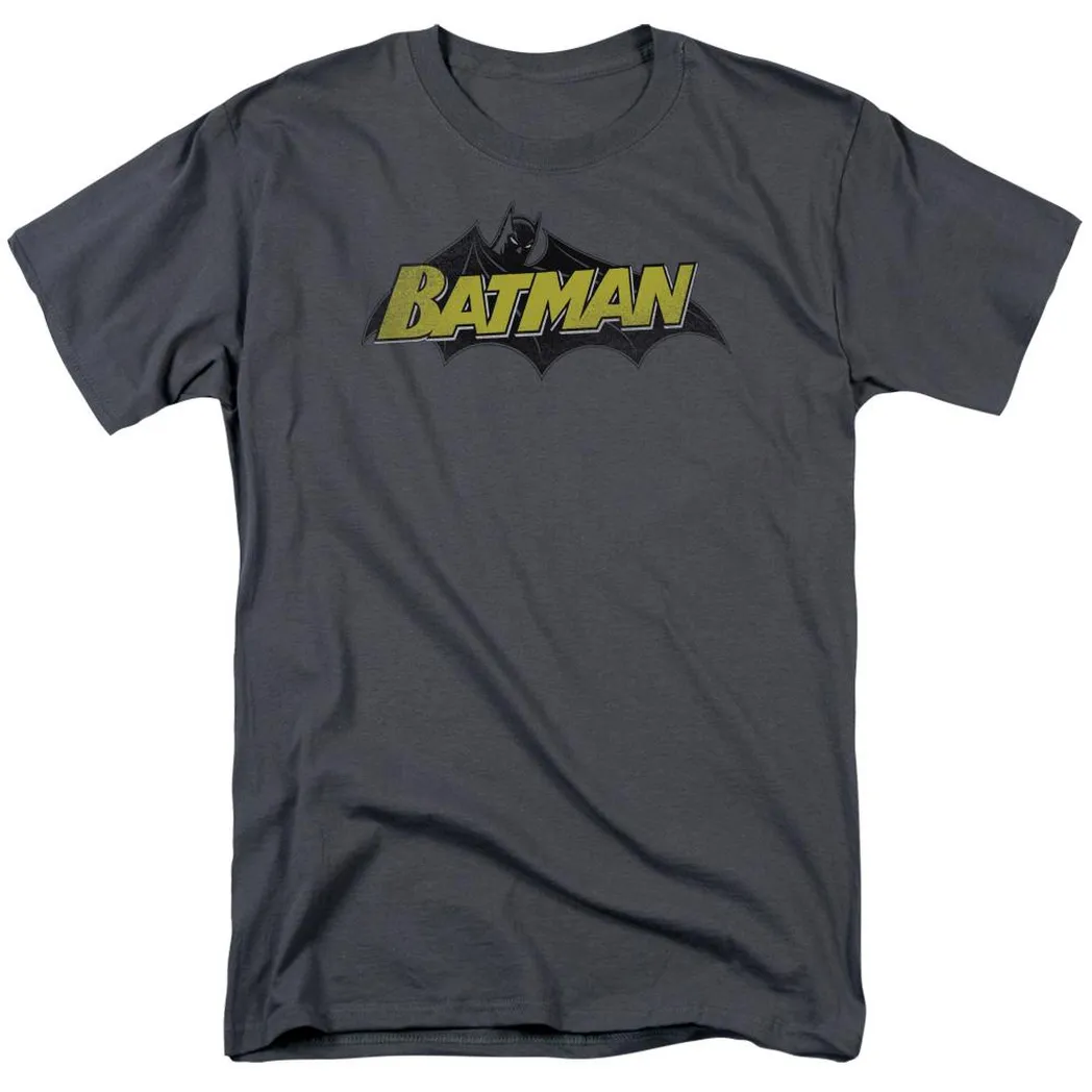 Batman Classic Comic Logo Mens T Shirt Charcoal