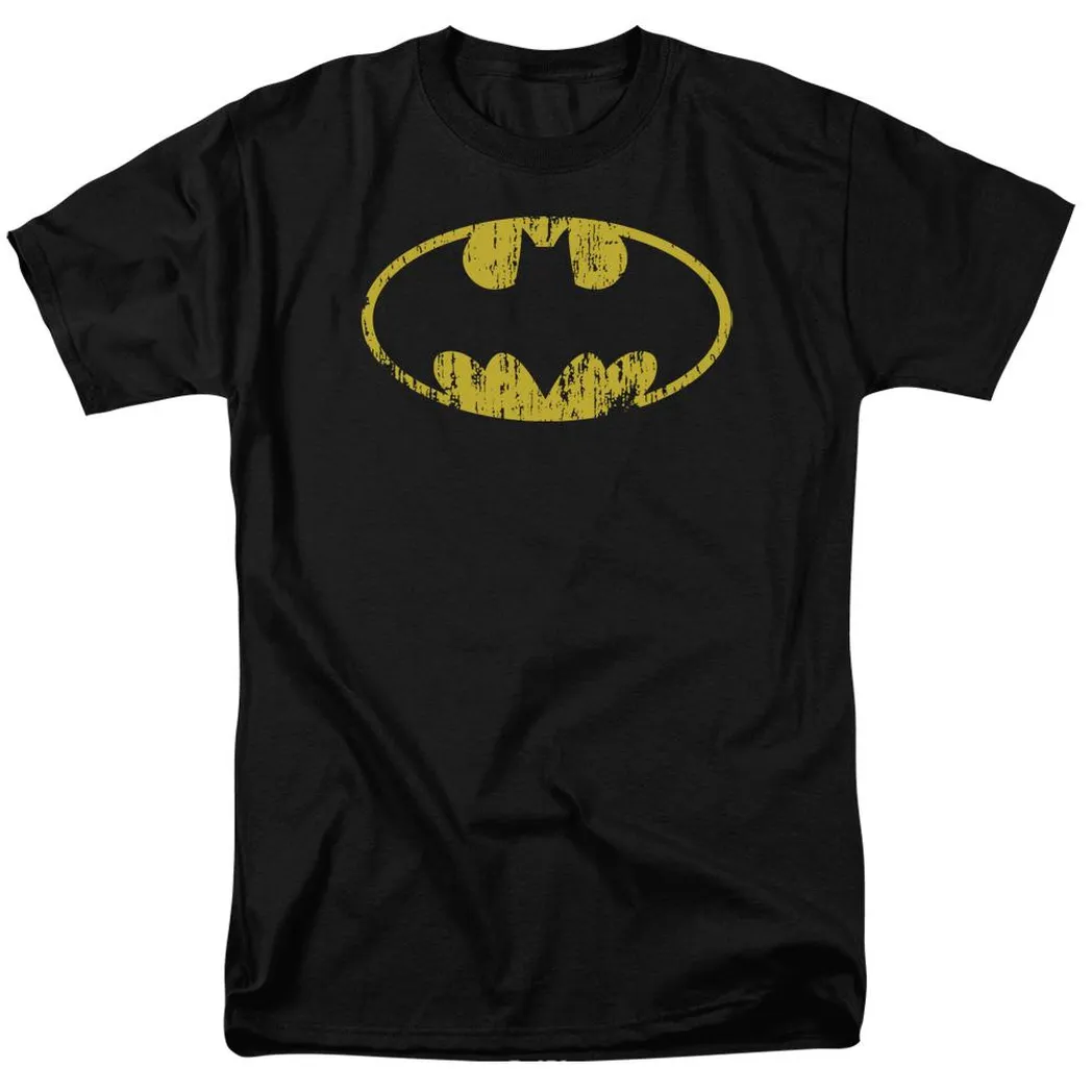 Batman Classic Logo Distressed Mens T Shirt Black