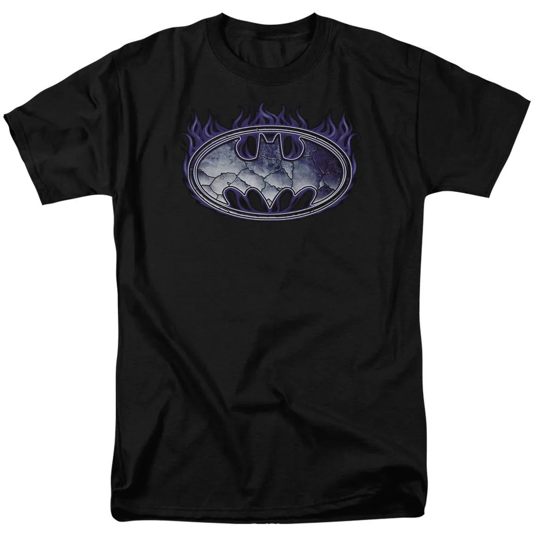 Batman Cracked Shield Mens T Shirt Black