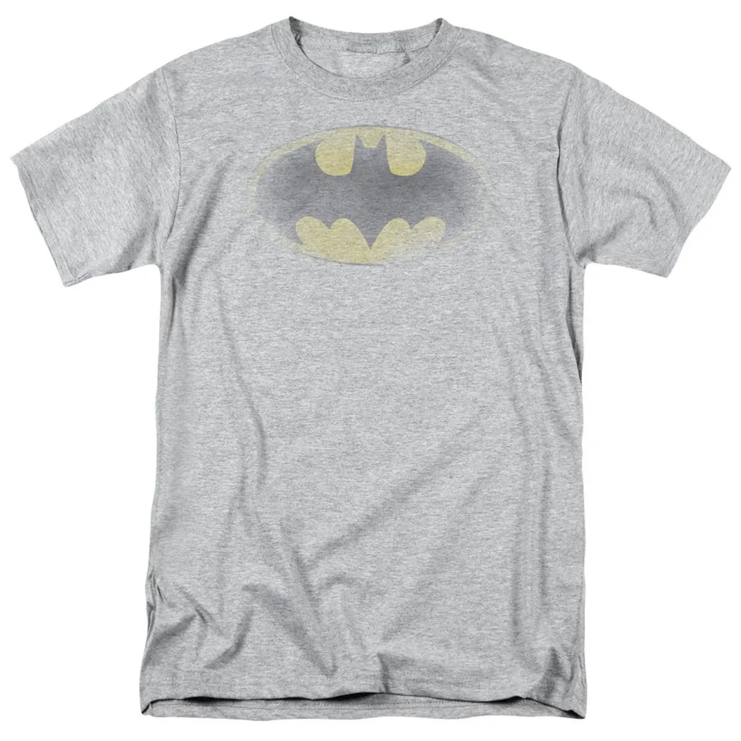 Batman Faded Logo Mens T Shirt Athletic Heather