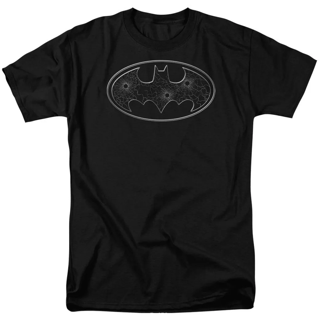 Batman Glass Hole Logo Mens T Shirt Black