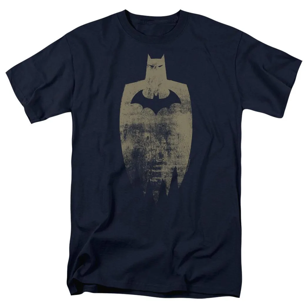 Batman Gold Silhouette Mens T Shirt Navy Blue