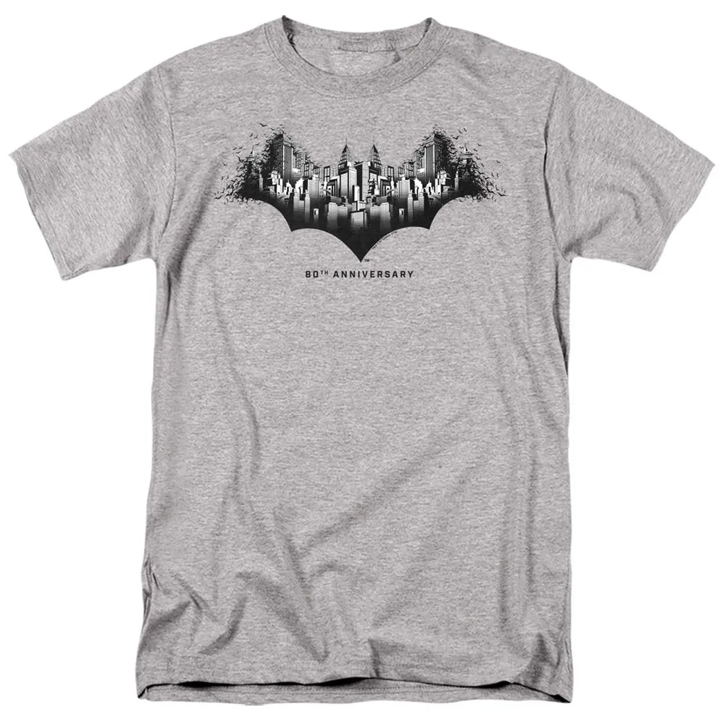 Batman Gotham Shield Mens T Shirt Athletic Heather