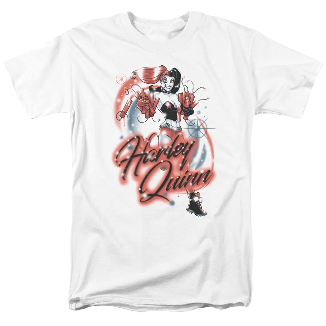 Batman Harley Airbrush Mens T Shirt White