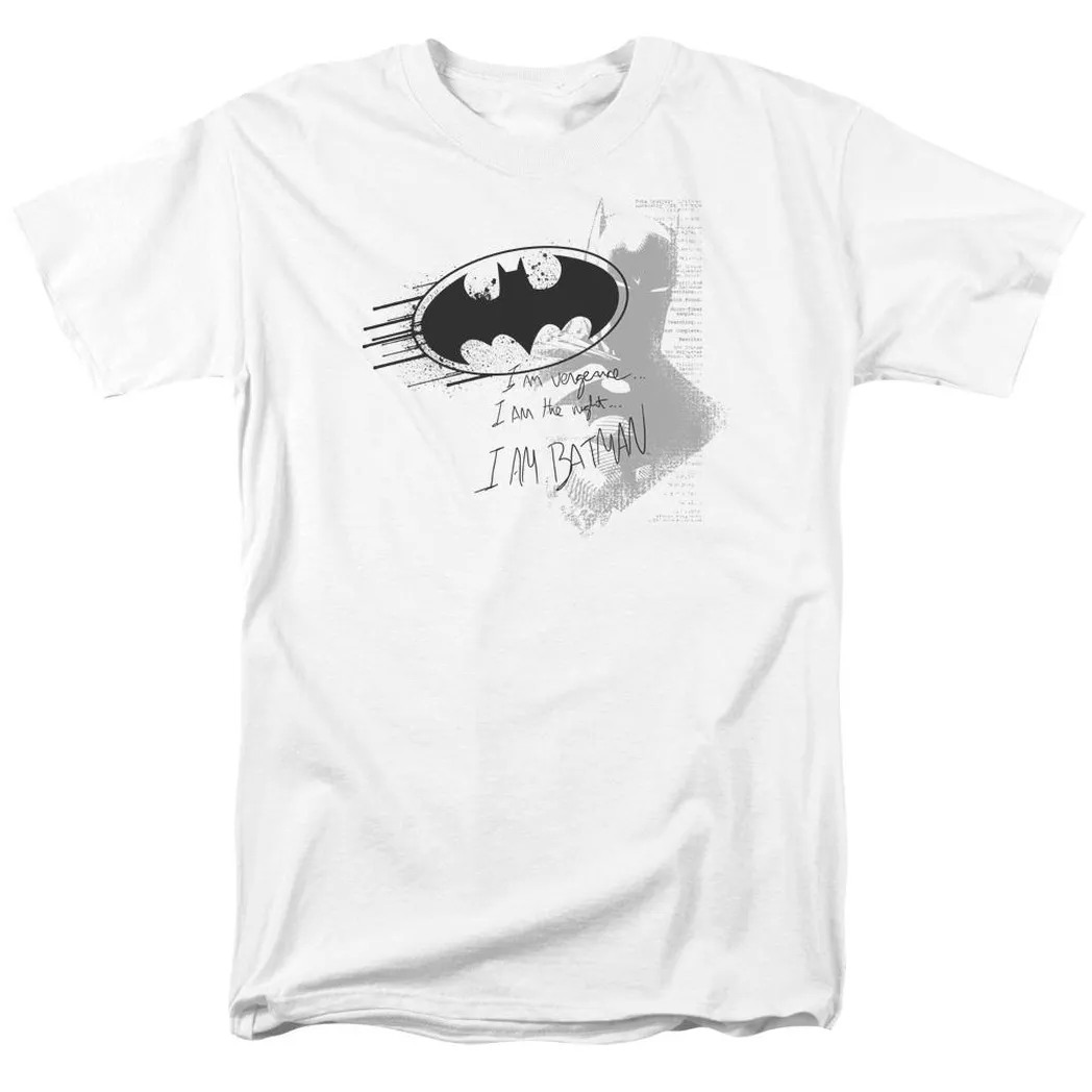 Batman I Am Vengeance Mens T Shirt White